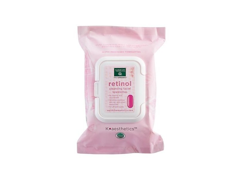 Earth Therapeutics Retinol Cleansing & Makeup Removing Facial Towelettes, 30 count