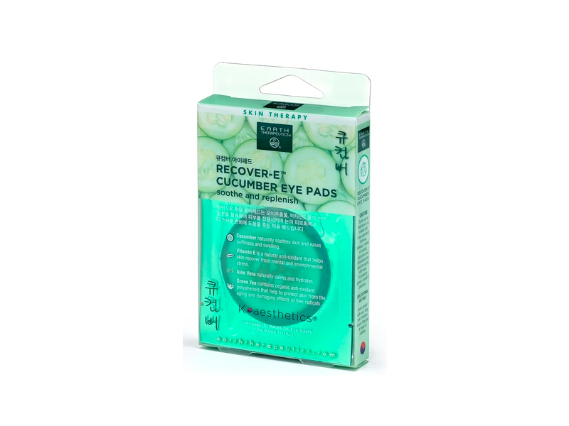 Earth Therapeutics Skin Therapy Recover-E Cucumber Eye Pads, Soothe And Replenish, 10 Count