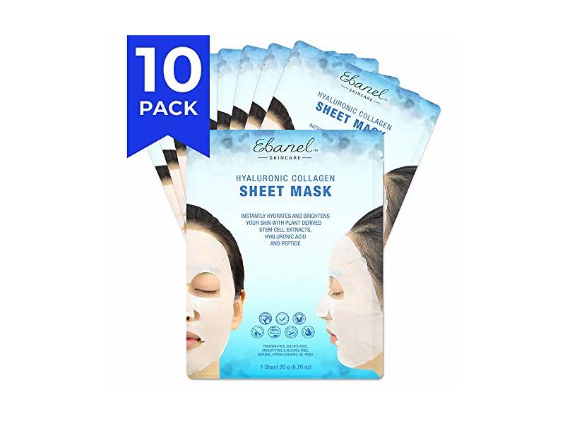 Ebanel Full Face Collagen Sheet Masks, 10 Sheets