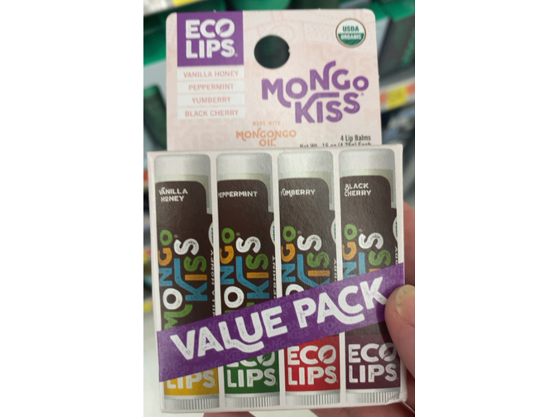 Eco Lips Mango Kiss Lip Balm, Vanilla Honey + Peppermint + Yumberry + Black Cherry