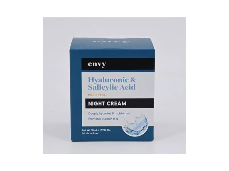 Envy Purifying Night Cream, Hyaluronic & Salicylic Acid, 1.69 fl oz/50 mL