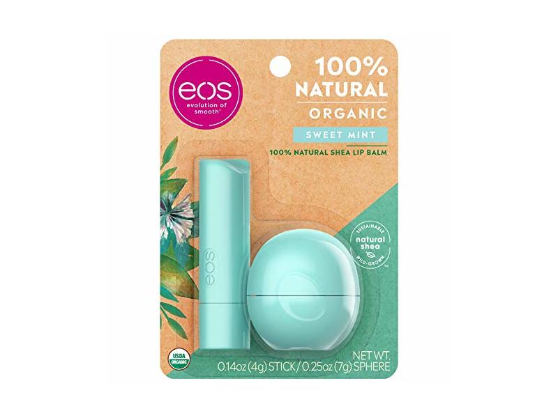 EOS 100% Natural Organic Lip Balm, Sweet Mint, 0.39 oz, Pack Of 2
