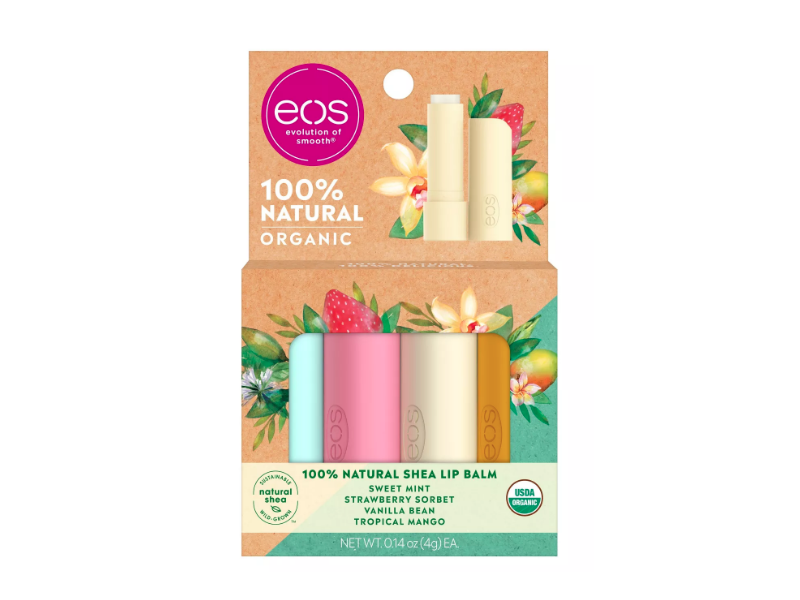 Eos 100% Natural Shea Lip Balm, 0.14 oz/4 g, 4 Pack