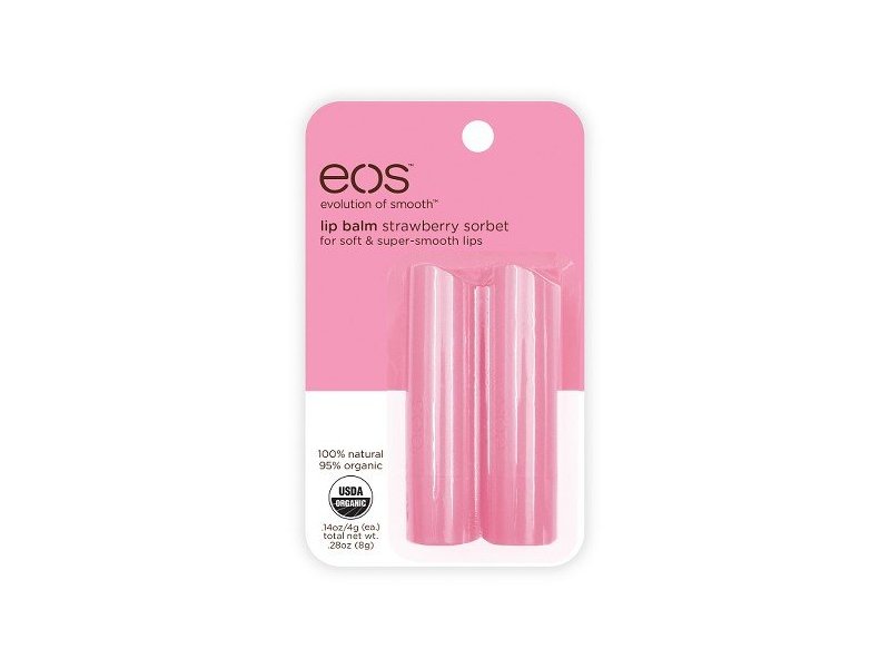 EOS 100% Natural Shea Lip Balm, Strawberry Sorbet, 4 g, Pack Of 2