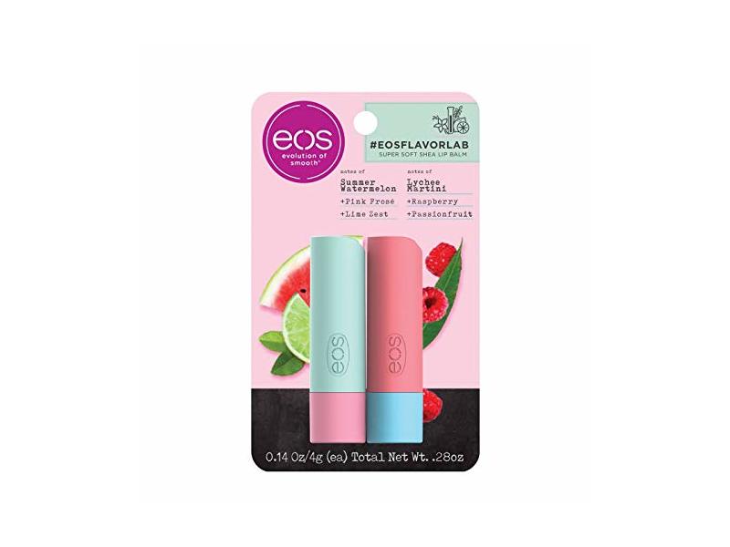 Eos Flavor Lab Lip Balm Sticks, Summer Watermelon And Lychee Martini, 2 pc