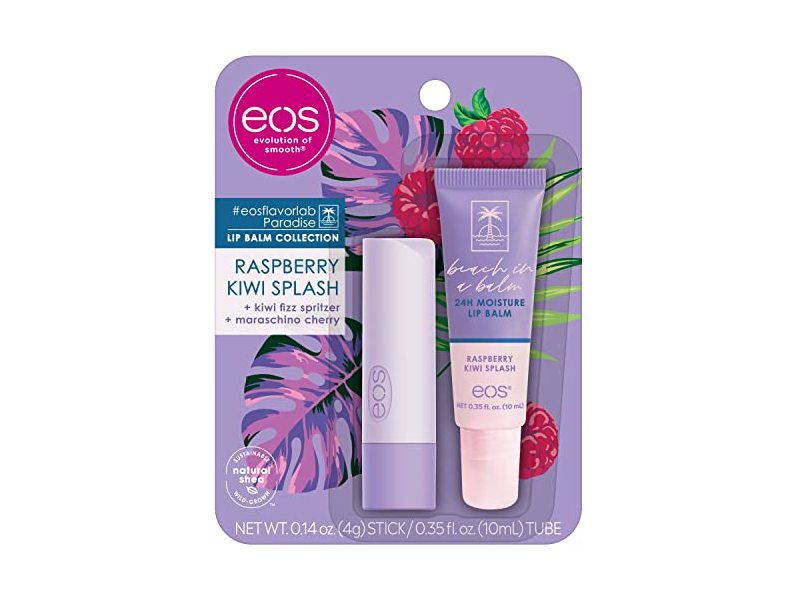eos Flavor Lab Super Soft Shea Lip Balm, Raspberry Kiwi Splash, 2 Pack