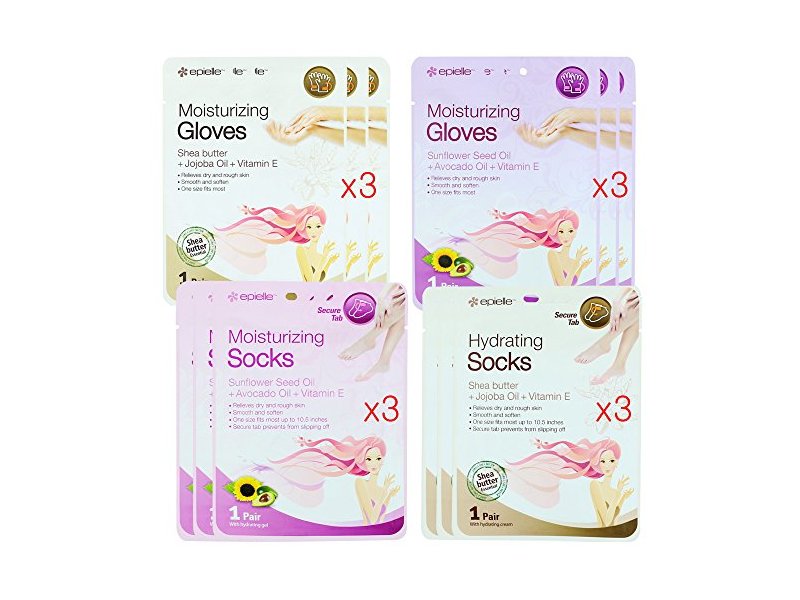 Epielle Assorted Moisturizing Gloves and Socks, Pack of 12