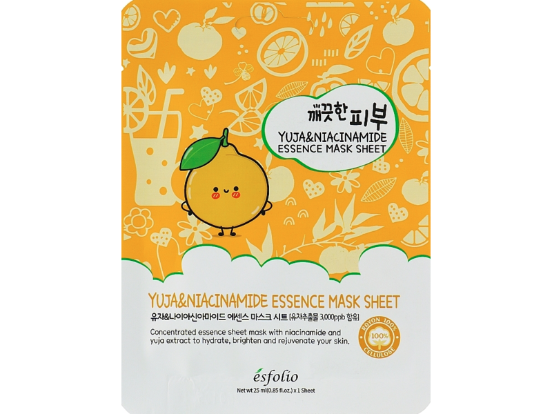 Esfolio Essence Mask Sheet, Yuja & Niacinamide, 1 Sheet