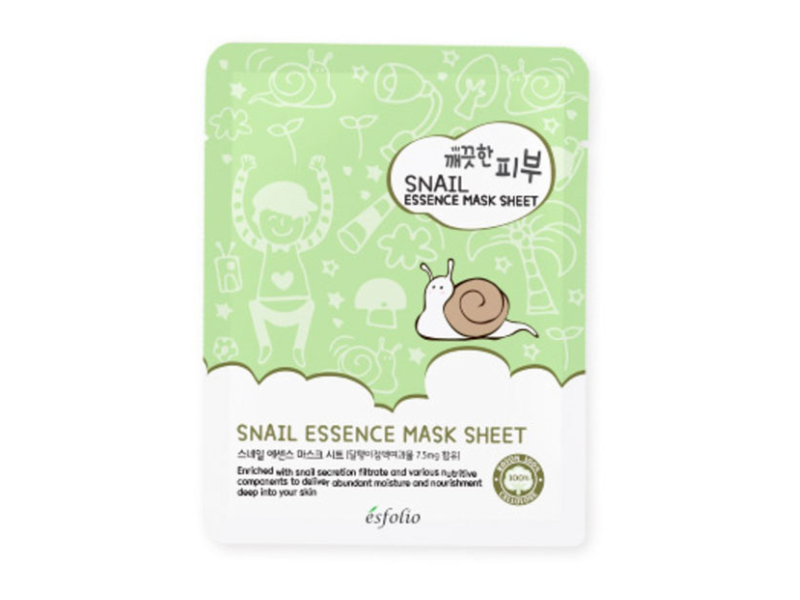 Esfolio Pure Skin Mask Sheet, Snail Essence, 0.8 oz/25 mL