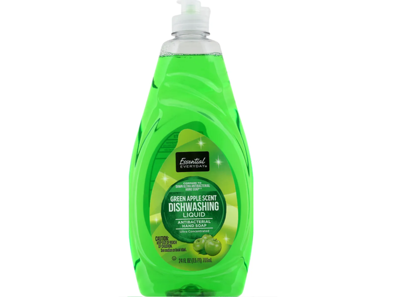 Essential Everyday Dishwashing Liquid Antibacterial Hand Soap, Green Apple, 24 fl oz/709 mL