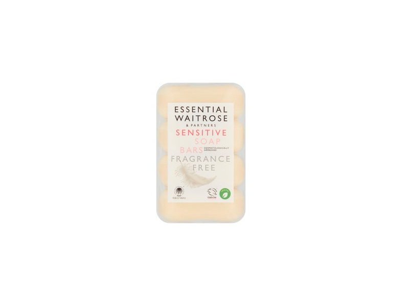 Essential Waitrose & Partners Sensitive Soap Bars, Fragrance Free, 125 g, 4 Count