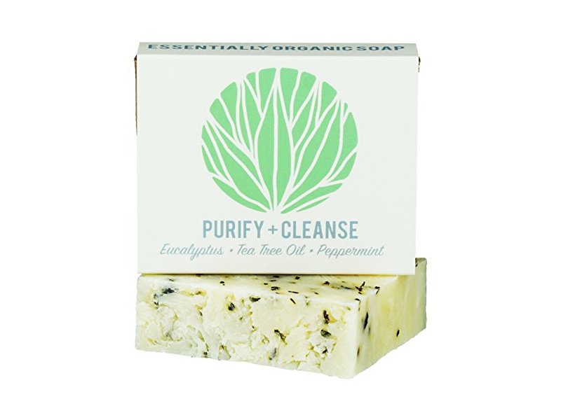 Essentially Organic Eucalyptus Tea Tree Hemp Soap Bar with Peppermint Leaves
