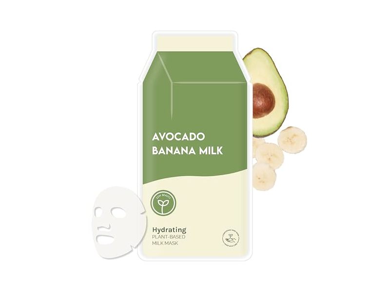 ESW Beauty Hydrating Plant-Based Milk Mask, Avocado Banana Milk, 0.91 fl oz/27 mL