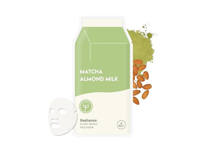 ESW Beauty Radiance Plant-Based Milk Mask, Matcha Almond Milk, 0.91 fl oz/27 mL