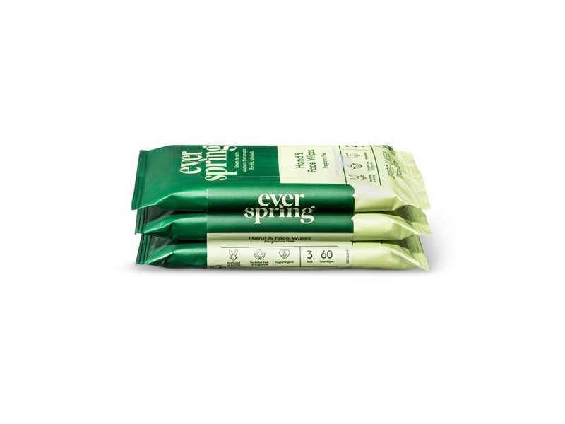 Ever Spring Hand & Face Wipes, Fragrance-Free, 20 count