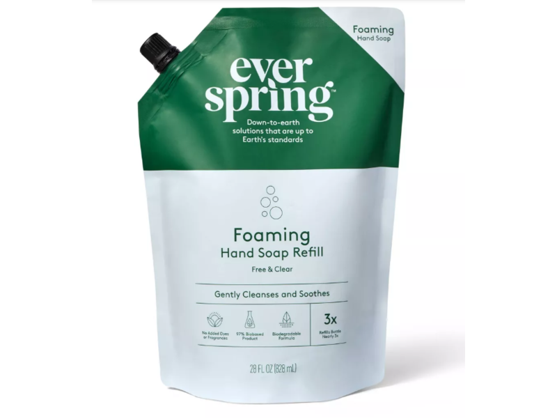 Everspring Foaming Hand Soap Refill, Free & Clear, 28 fl oz/828 mL
