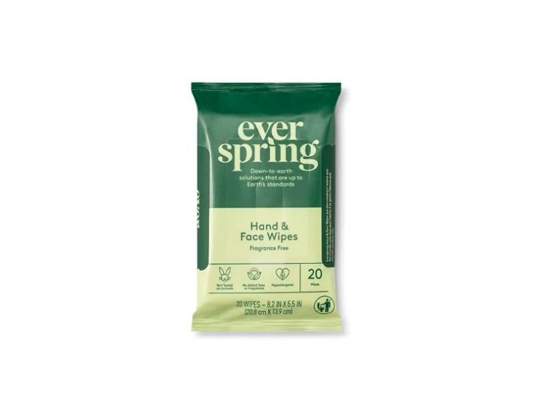Everspring Hand & Face Wipes, 2.9 oz/82 g, 20 Counts