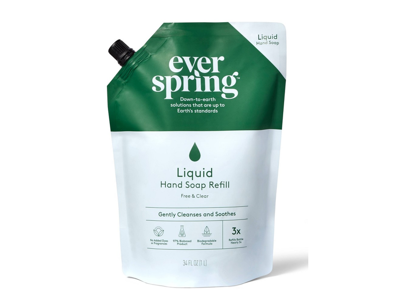 Everspring Liquid Hand Soap Refill, Free & Clear, 34 fl oz/1 L