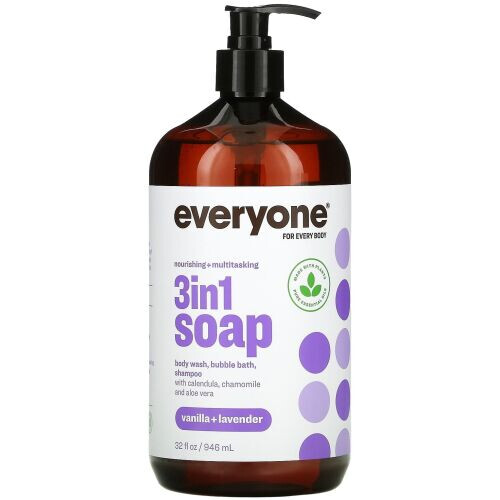 3 In 1 Body Wash, Bubble Bath, Shampoo Vanilla + Lavender