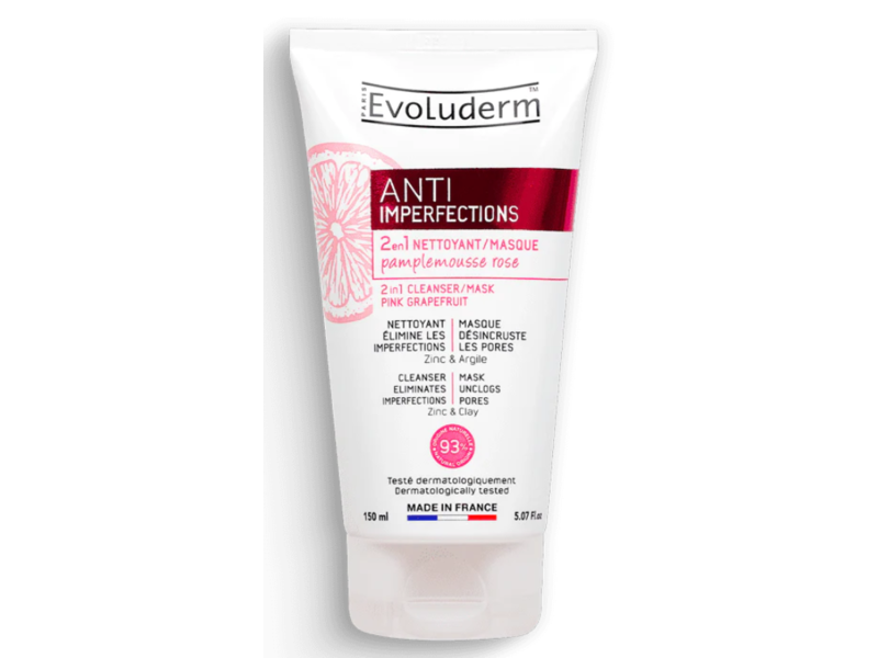 Evoluderm 2 In 1 Cleanser Mask, Pink Grapefruit, 5.07 fl oz/150 mL