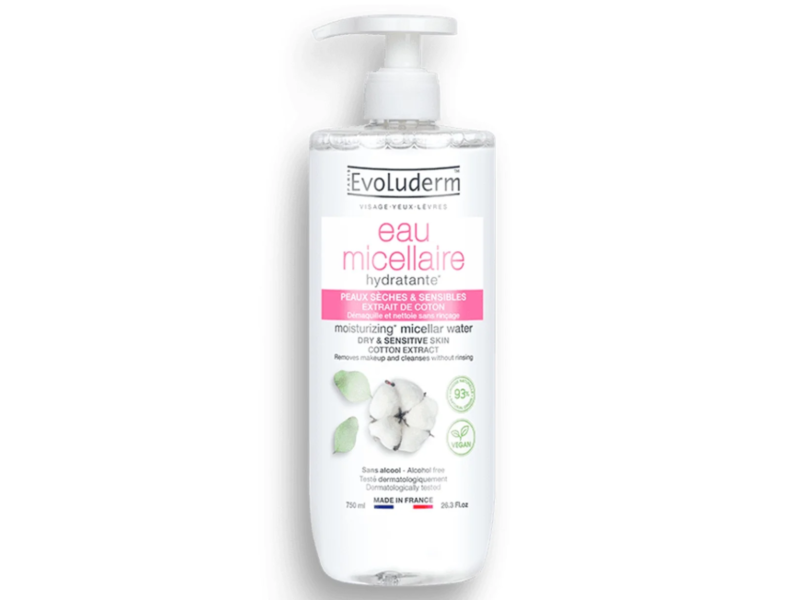EvoLderm Cotton Micellar Water Makeup Remover 26.3 fl oz/750 mL