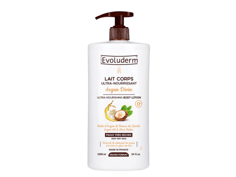 Evoluderm Ultra-Nourishing Body Lotion, Argan Divin, 34 fl oz/1000 mL, Pack of 3