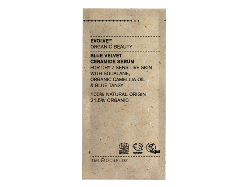 Evolve Organic Beauty Serum, Blue Velvet & Ceramide, 0.03 fl oz/1 mL