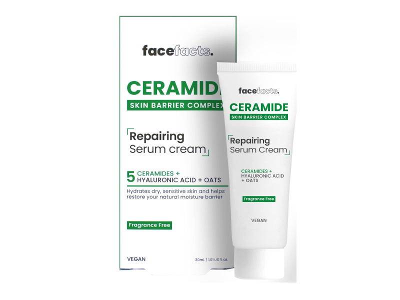 Face Facts Ceramide Repairing Serum Cream, 5 Ceramides+Hyaluronic Acid+Oats, 1.01 fl oz/30 mL