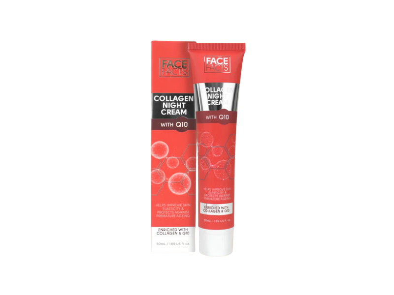 Face Facts Collagen Night Cream, Q10, 1.69 fl oz/50 mL
