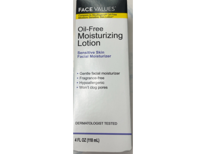 Face Values Oil Free Moisturizing Lotion, Hypoallergenic, 4 fl oz/118 mL