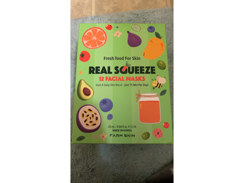 Farm Skin Real Squeeze Facial Masks Set, 0.84 fl oz/25 mL, 12 Count
