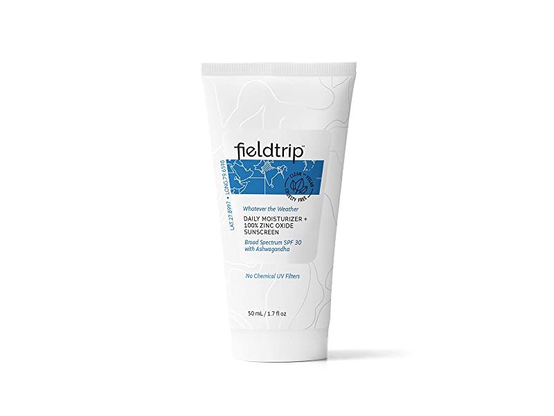 Fieldtrip Whatever The Weather Daily Moisturizer + 100% Zinc Oxide Sunscreen, SPF 30, Ashwagandha, 1.7 fl oz/50 mL