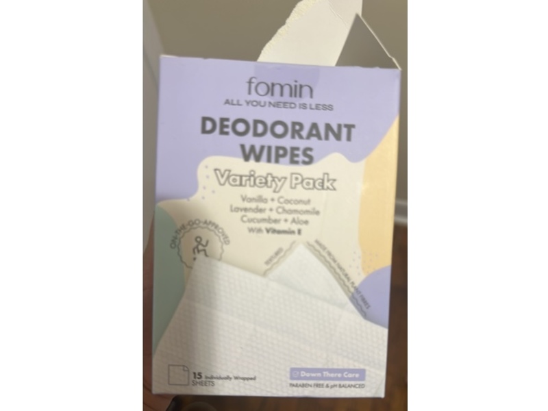 Fomin Deodorant Wipes Varity Pack, 5.64 oz/160 g, 15 Count