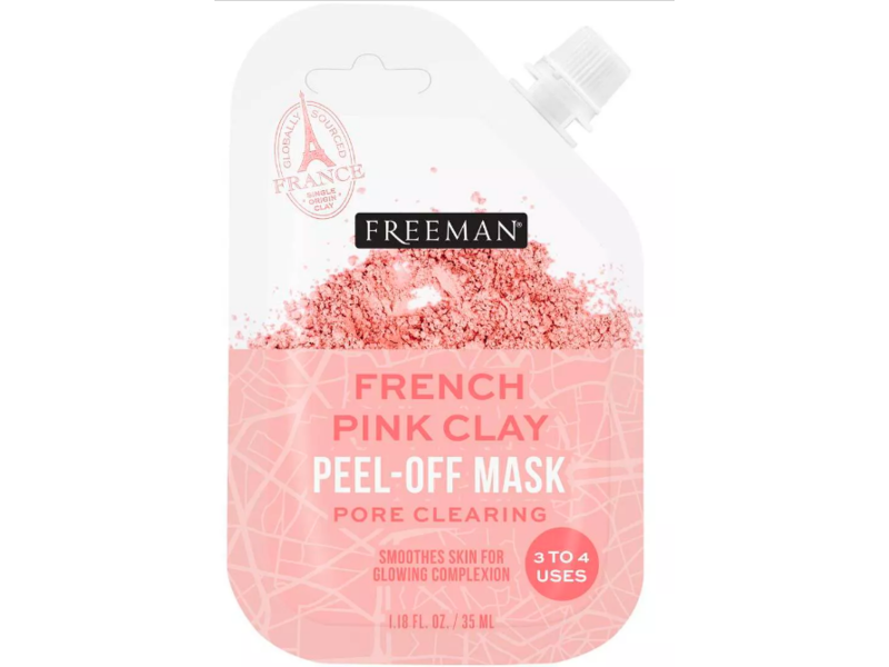 Freeman Beauty French Pink Clay Peel-Off Mask, Pore Clearing, 3 To 4 Uses, 1.18 fl oz/35 mL