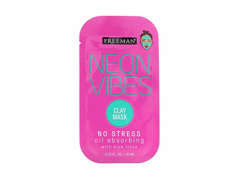 Freeman Neon Vibes, Travel Size, No Stress, Oil Absorbing Clay Mask, 0.33 fl oz