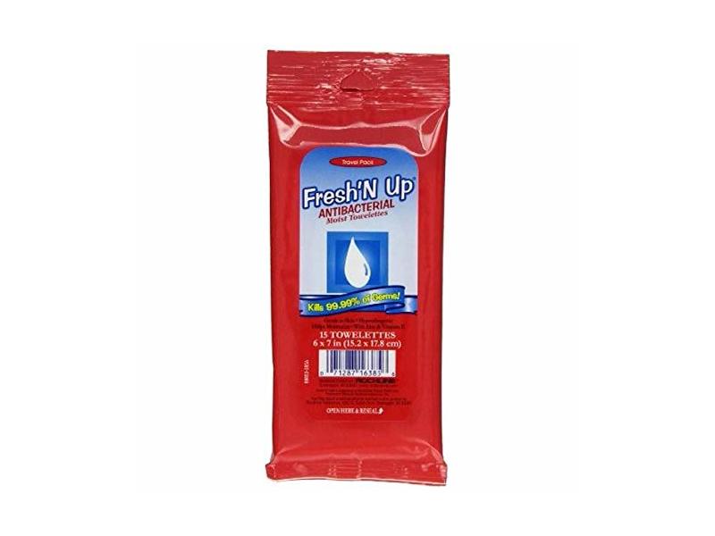 Fresh'n Up Antibacterial Moist Towelettes, 15 Towelettes