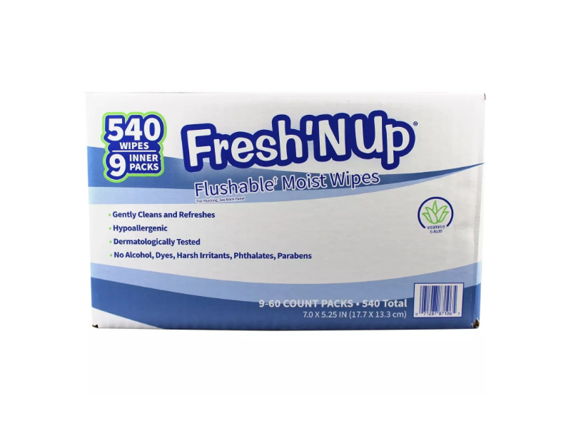 Fresh'N Up Flushable Moist Wipes, 540 Count
