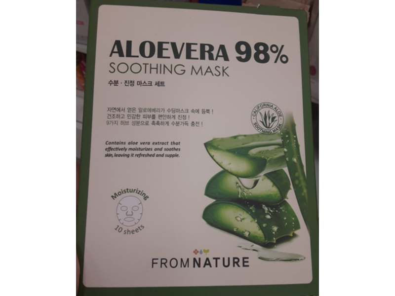 From Nature Moisturizing Soothing Mask, Aloe vera, 10 Count