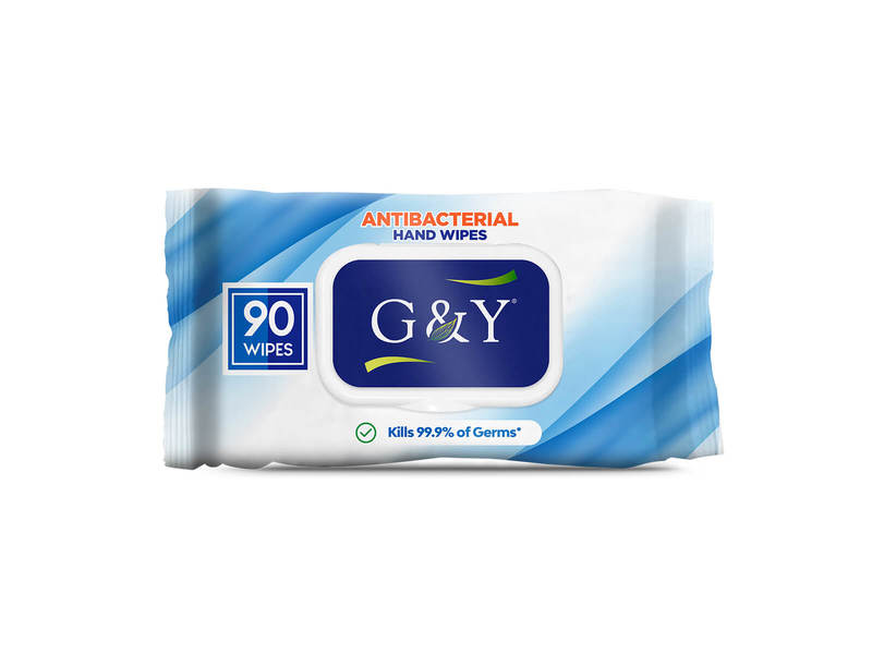 G & Y Antibacterial Hand Wipes, 90 Wipes