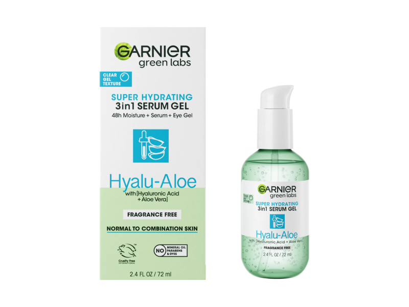 Garnier Green Labs Super Hydrating 3 In 1 Serum Gel, Hyalu - Aloe, 2.4 fl oz/72 mL