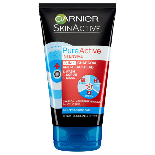 Pure Active Intensive 3 In 1 Anti-Blackhead Charcoal Wash, Scrub And Mask