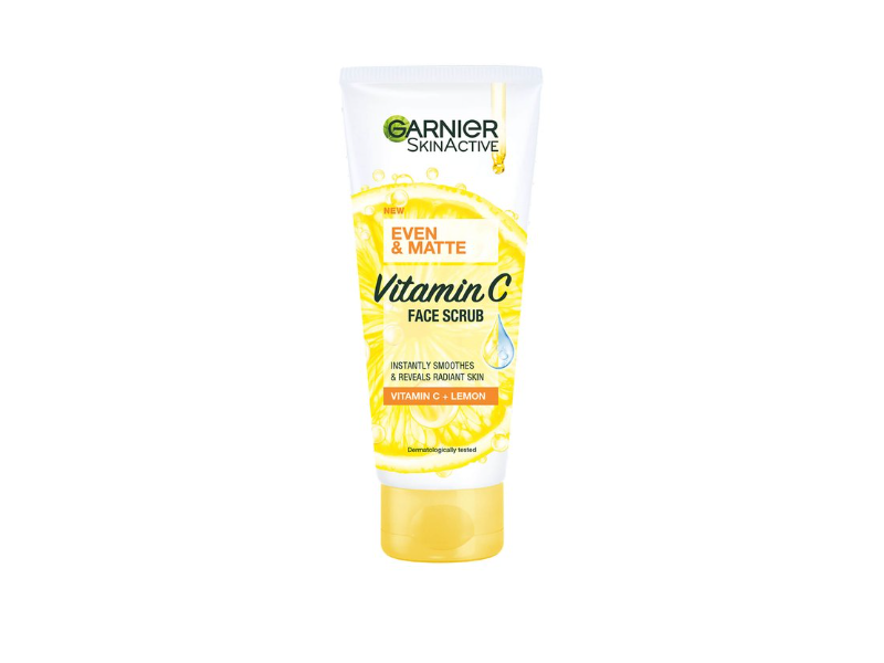 Garnier Skin Active Face Scrub, Vitamin C+ Lemon, 50 mL