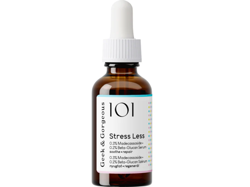 Geek & Gorgeous 101 Stress Less Soothe & Repair Serum, 0.2% Beta-Glucan & 0.3% Madecassoside, 1 fl oz/30 mL