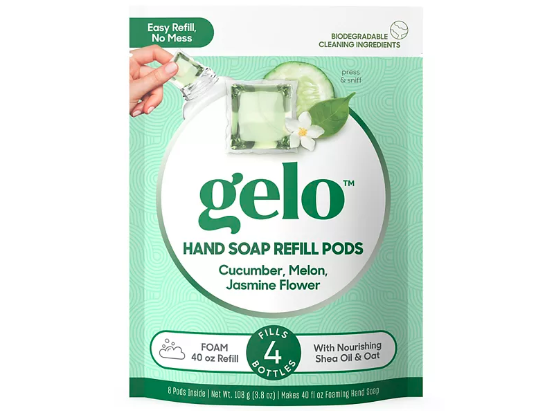Gelo Hand Soap Refill Pods, Cucumber & Melon, Foam 40 oz, 4 Bottles