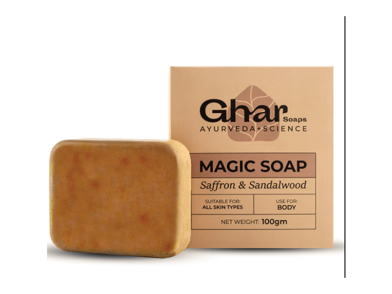 Ghar Ayurveda+Science Magic Soap, Saffron & Sandal Wood, 100 g