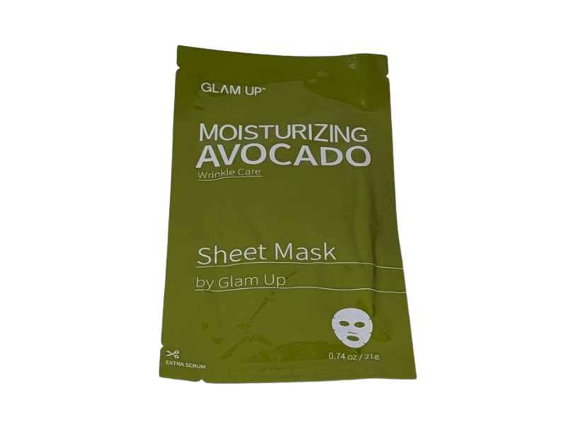 Glam Up Moisturizing Avocado Wrinkle Care Sheet Mask, 0.74 oz/21 g