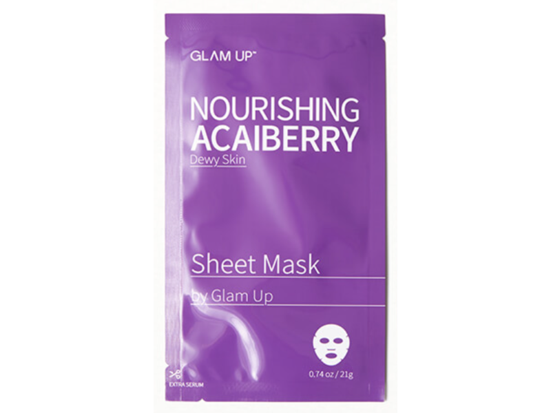 Glam Up Nourishing Sheet Mask, AcaiBerry, 0.74 fl oz/21 g