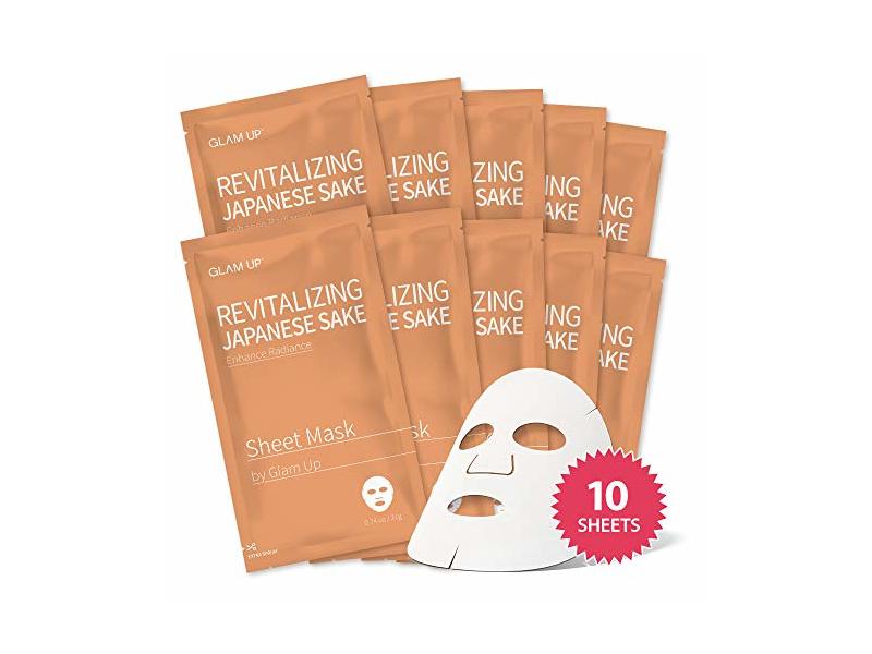 Glam Up Revitalizing Sheet Mask, Japanese Sake, 0.74 oz/21 g, 10 Ct