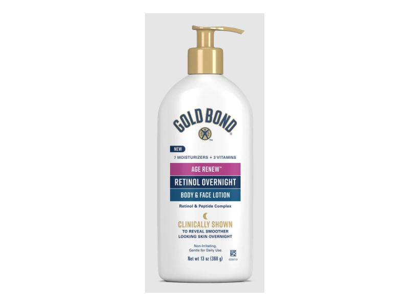 Gold Bond Age Renew Retinol Overnight Body & Face Lotion, Retinol & Peptide Complex, 13 oz/368 g