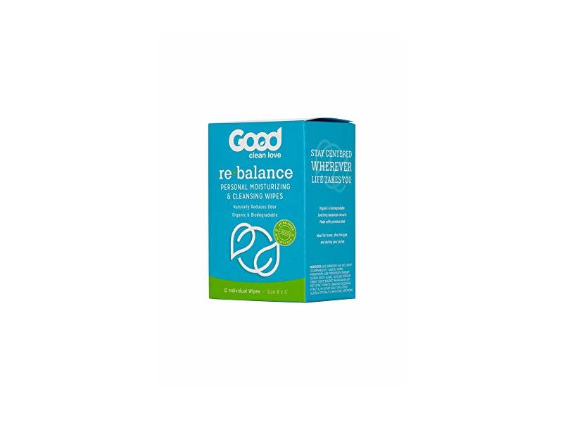 Good Clean Love Re Balance Personal Moisturizing & Cleaning Wipes, 12 Count